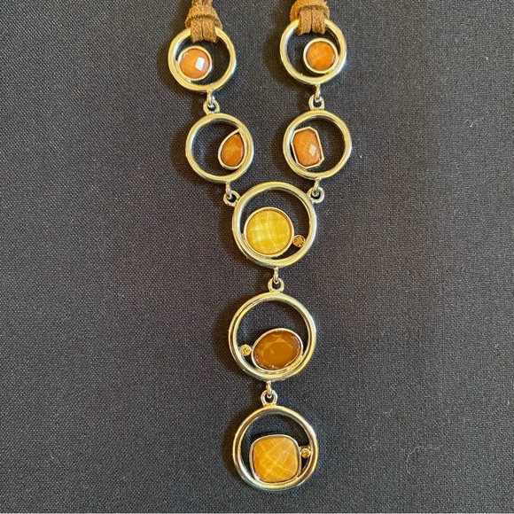 Lia Sophia Retired ALEX Silver & Amber Tone Style B19 Necklace With Original Box - Picture 2 of 10